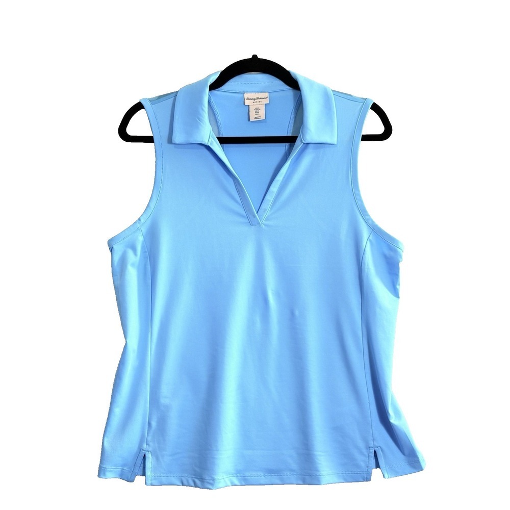 TOMMY BAHAMA Women Active Wear Sleeveless Pullover Mesh Top Sz L Blue 1-6 Sports